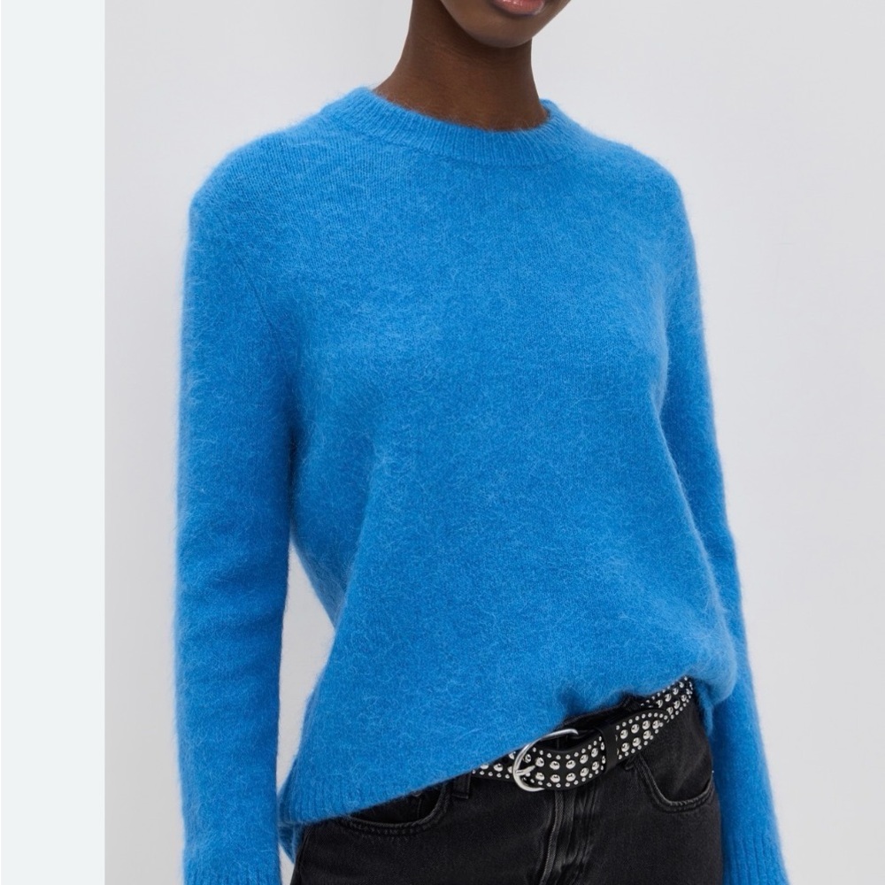 pistola Vibrant Sky Blue Fuzzy Crewneck Sweater